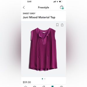 NWT Stitch Fix Sweet Grey Mixed Material Top Sz M